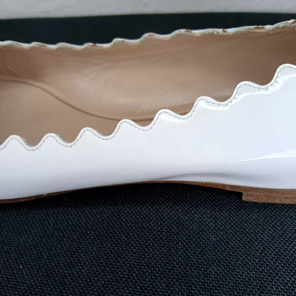 Chloe Lauren Scalloped Ballet Flats white size 5 us almost new cond. no creasing - Picture 5 of 12